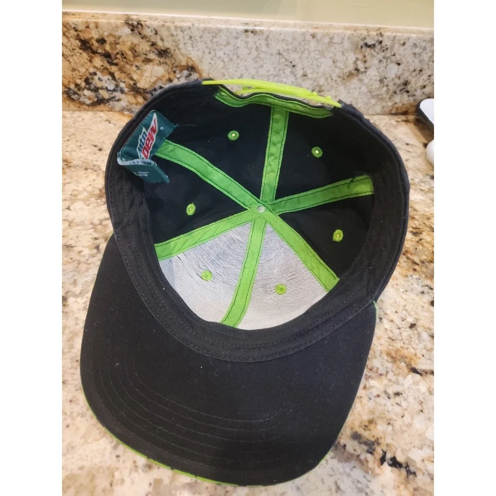 Mountain Dew Embroidered Green PepsiCo Checkered Trucker Snapback Hat Cap